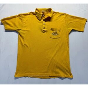 Vintage Iowa Hawkeyes Polo Shirt Mens Large Gold Yellow Bantams Football NCAA